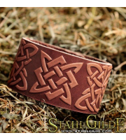 Leather Bracelet Cuff Wristband Star of Russ Square Svarog Celtic Knotwork Talisman Amulet Carving Leather